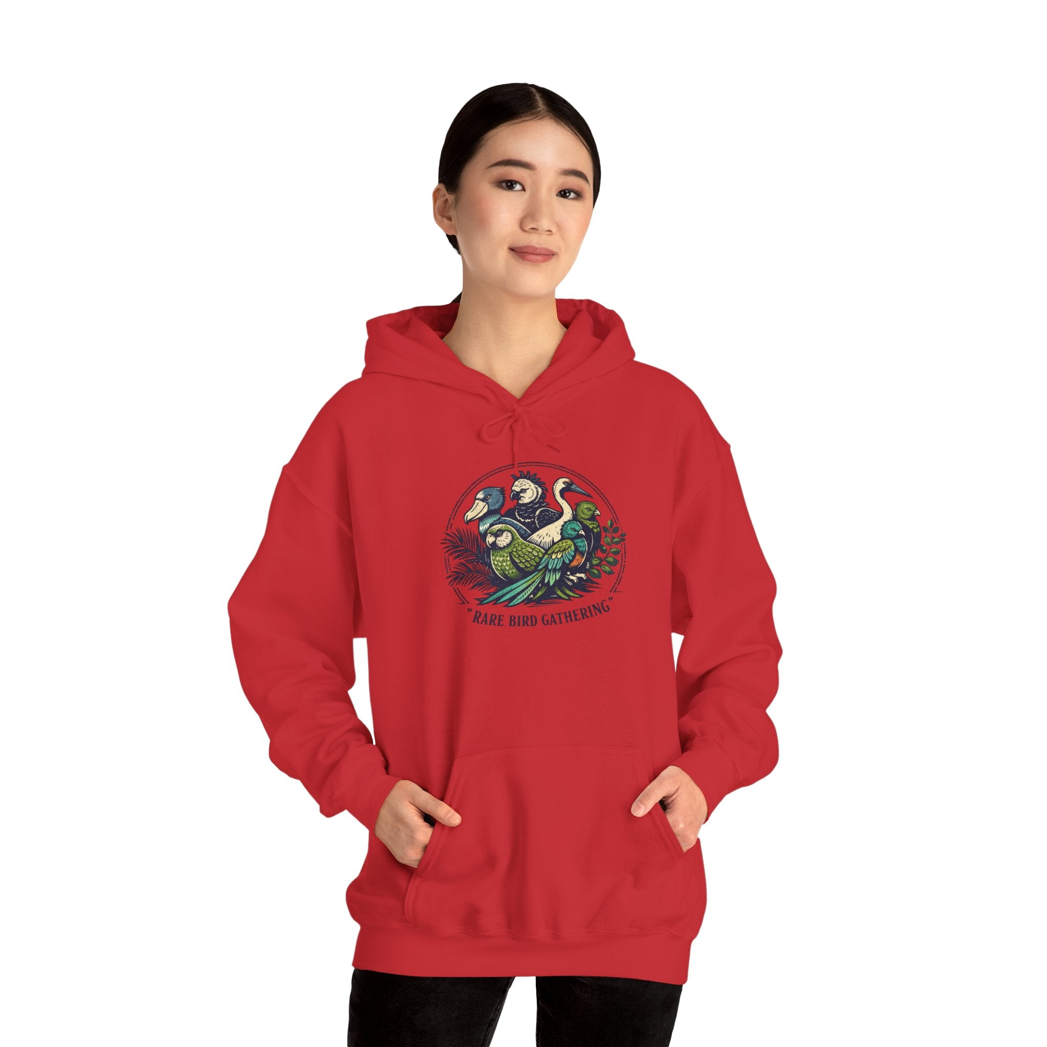 "Rare Bird Gathering" Graphic Hooded Sweatshirt