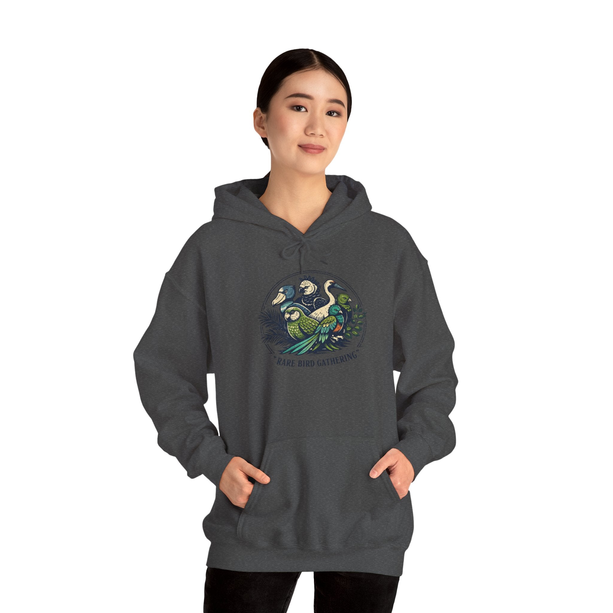 "Rare Bird Gathering" Graphic Hooded Sweatshirt