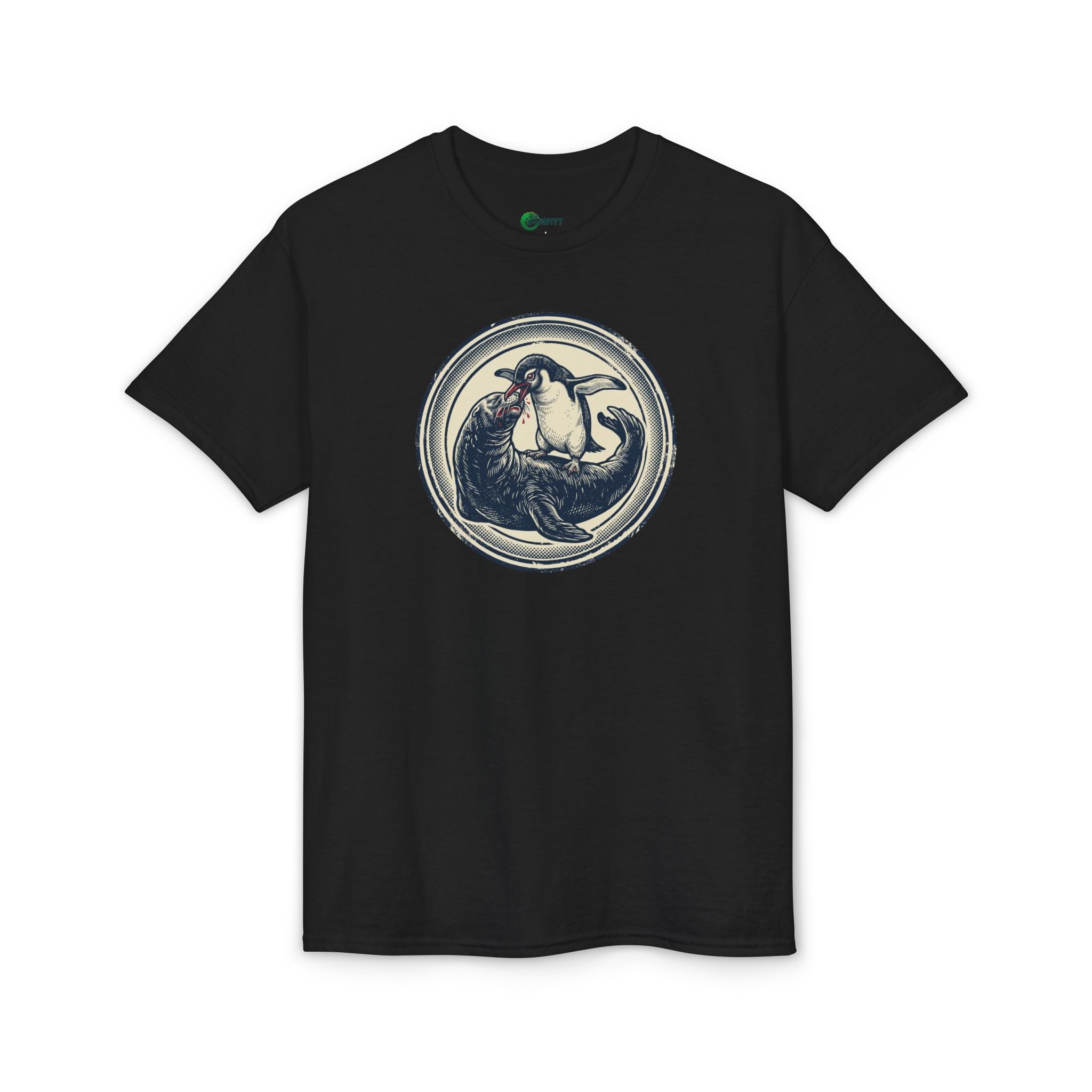 Penguin eating leopard seal - Vintage Illustration T-Shirt