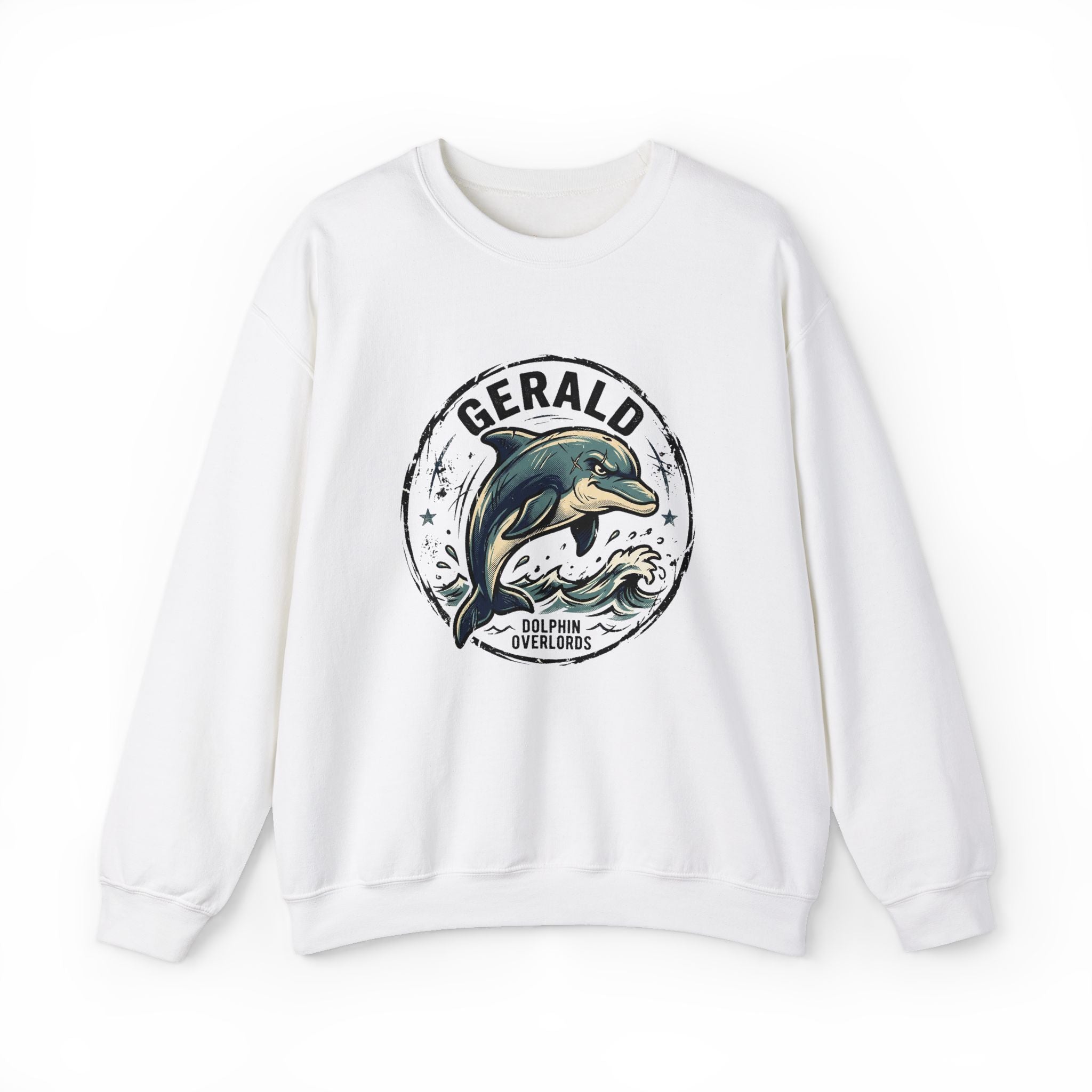 Gerald Dolphin Crewneck Sweatshirt - Vintage Ocean Graphic