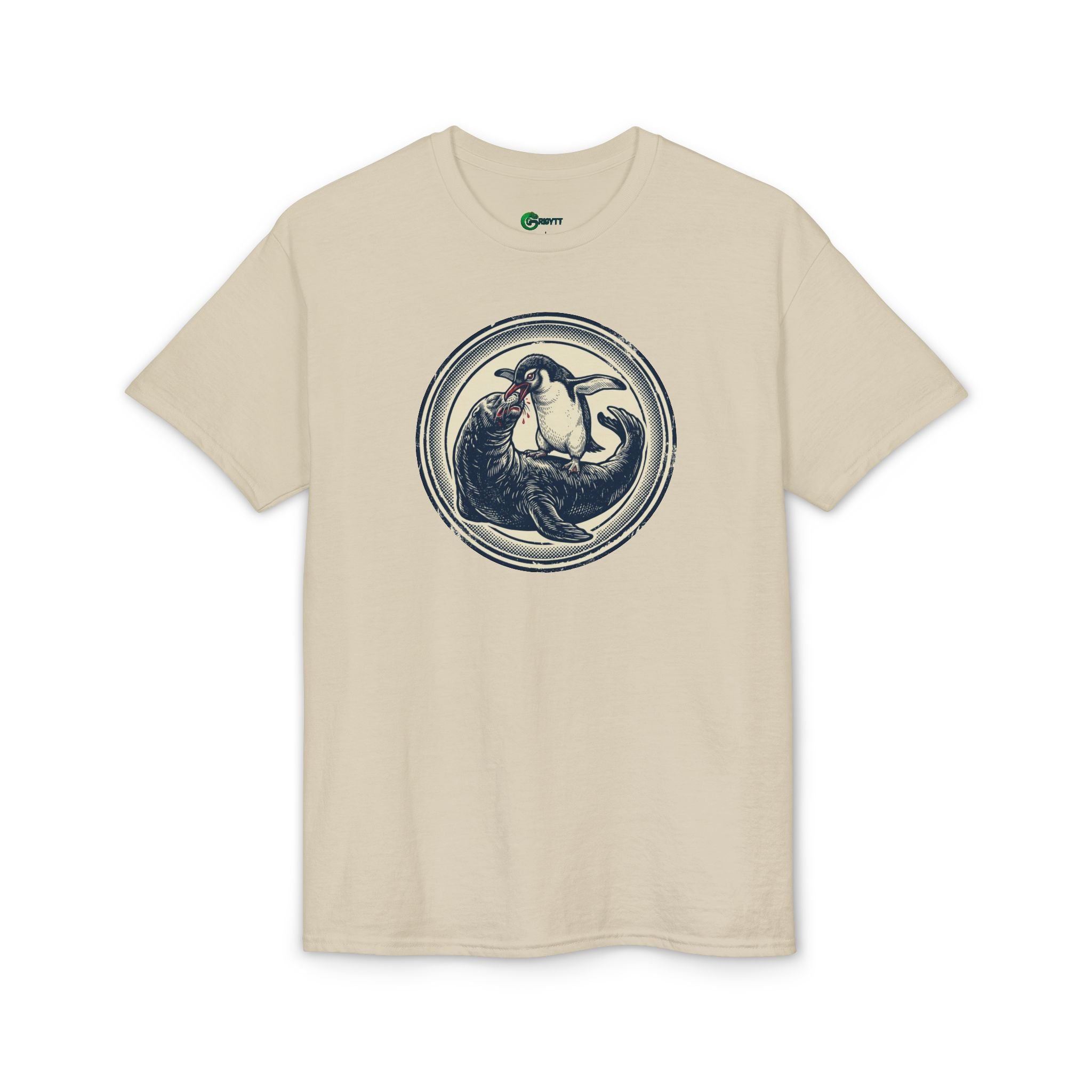 Penguin eating leopard seal - Vintage Illustration T-Shirt