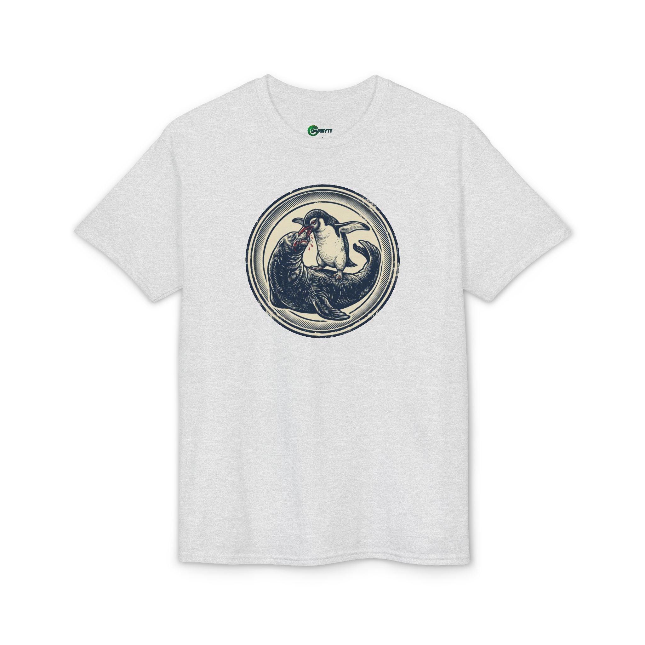 Penguin eating leopard seal - Vintage Illustration T-Shirt