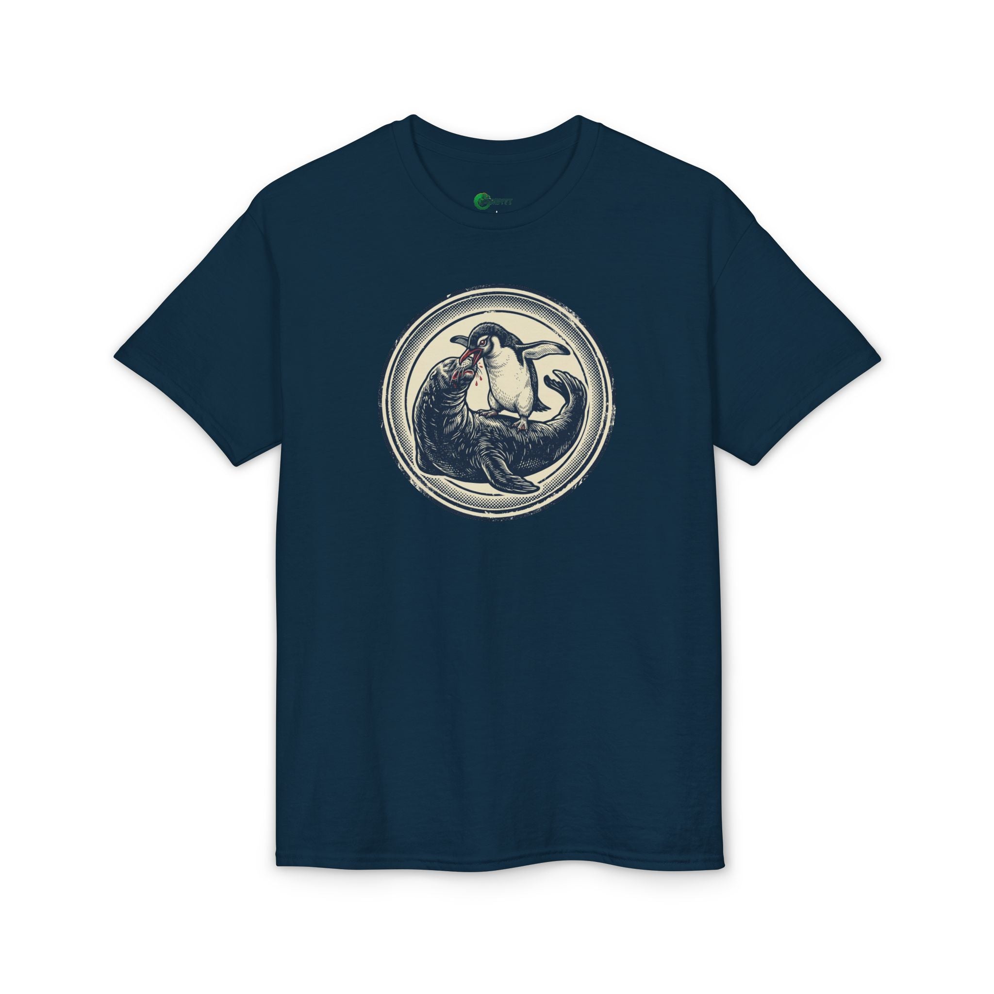 Penguin eating leopard seal - Vintage Illustration T-Shirt