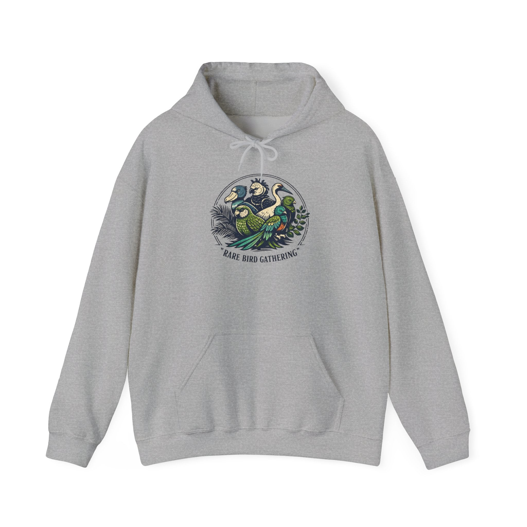 "Rare Bird Gathering" Graphic Hooded Sweatshirt