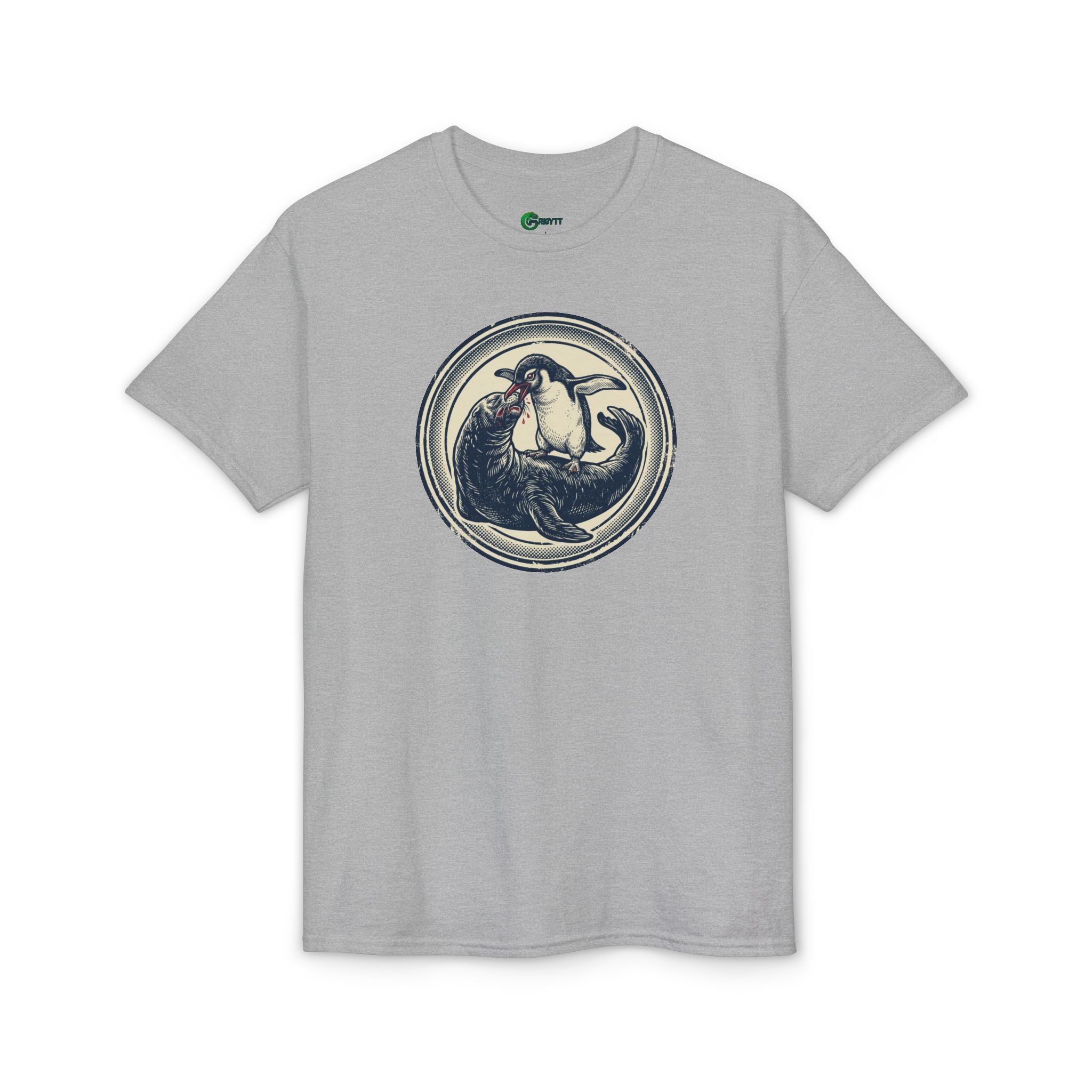 Penguin eating leopard seal - Vintage Illustration T-Shirt