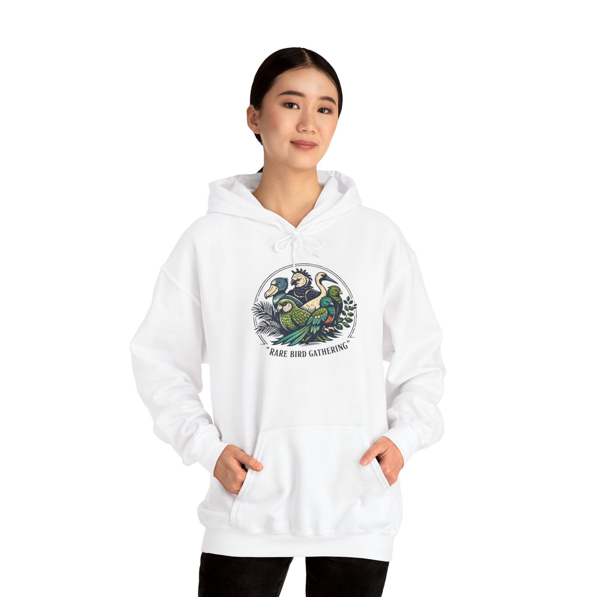 "Rare Bird Gathering" Graphic Hooded Sweatshirt