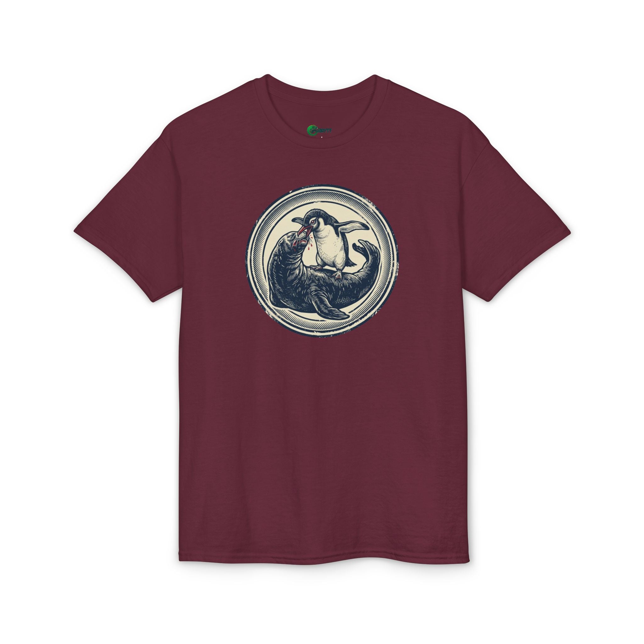 Penguin eating leopard seal - Vintage Illustration T-Shirt