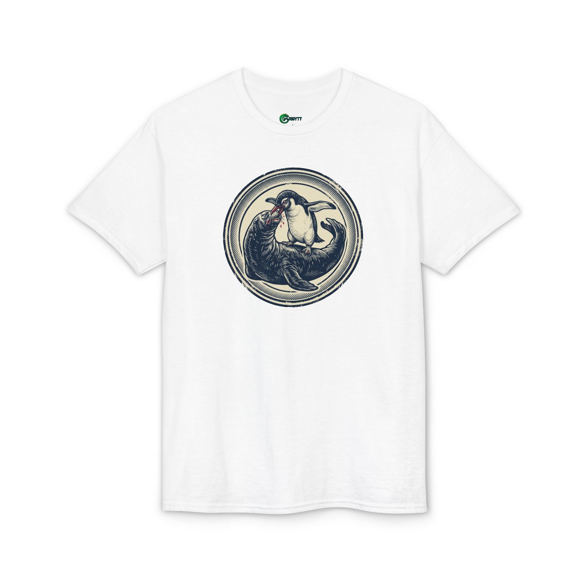 Penguin eating leopard seal - Vintage Illustration T-Shirt